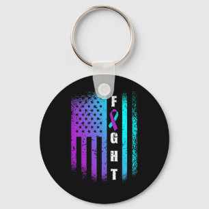 Fight American Flag Suicide Prevention Awareness  Keychain