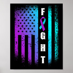 Fight American Flag Suicide Prevention Awareness  Poster