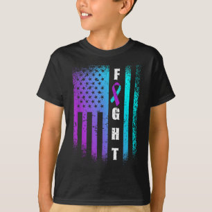 Fight American Flag Suicide Prevention Awareness  T-Shirt