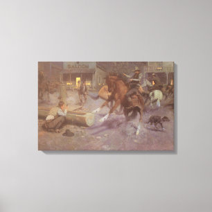 Fight at the Roundup Saloon by Bill Gollings Canvas Print