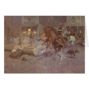 Fight at the Roundup Saloon by Bill Gollings Cards