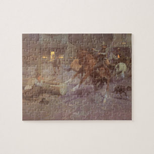 Fight at the Roundup Saloon by Bill Gollings Jigsaw Puzzle