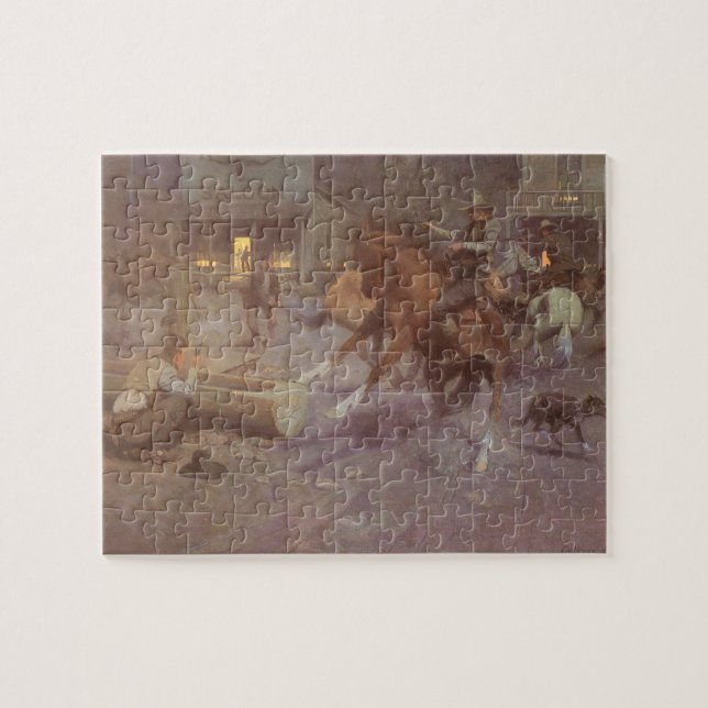Fight at the Roundup Saloon by Bill Gollings Jigsaw Puzzle (Horizontal)