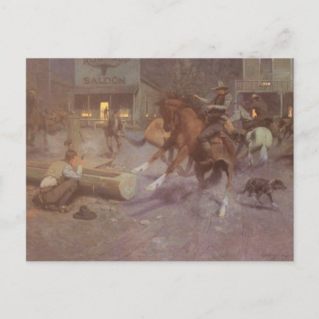 Fight at the Roundup Saloon by Bill Gollings Postcard (Front)
