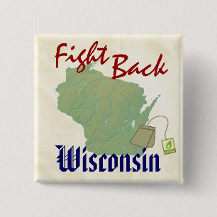 Fight Back Wisconsin with New American Tea Party Pinback Button