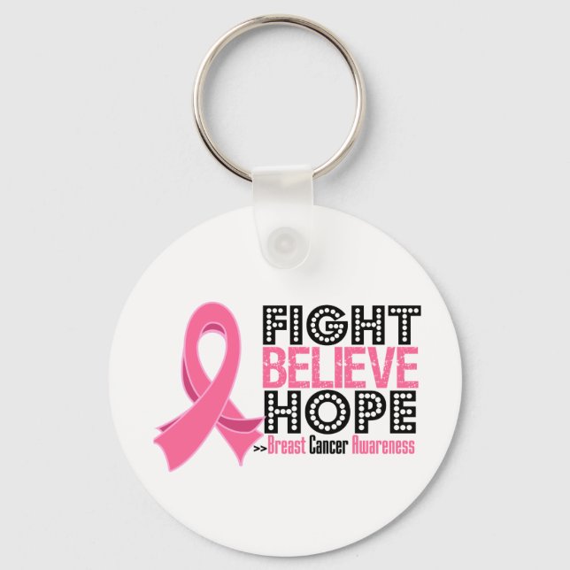 Fight Believe Hope - Breast Cancer Keychain (Front)