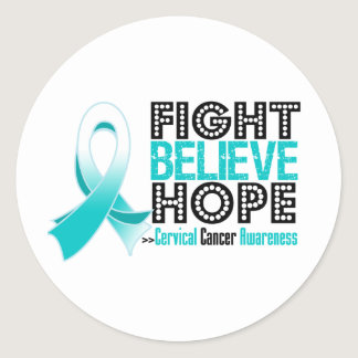 Fight Believe Hope - Cervical Cancer Classic Round Sticker