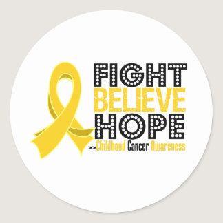 Fight Believe Hope - Childhood Cancer Classic Round Sticker