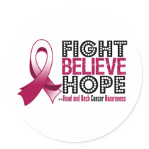 Fight Believe Hope - Head and Neck Cancer Classic Round Sticker