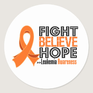 Fight Believe Hope - Leukemia Classic Round Sticker