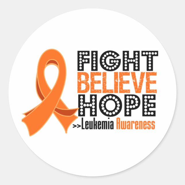 Fight Believe Hope - Leukemia Classic Round Sticker (Front)