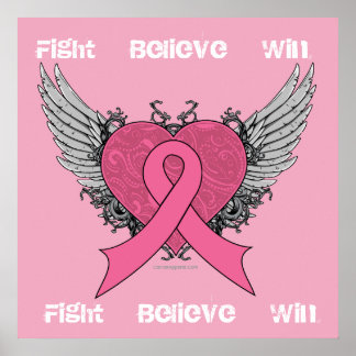 Fight Believe Win - Breast Cancer Poster
