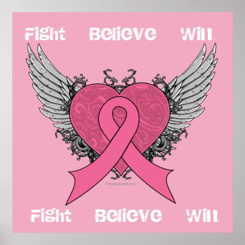 Fight Believe Win _ Breast Cancer Poster