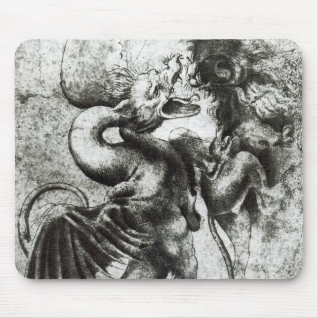 Fight between a Dragon and a Lion Mouse Pad (Front)