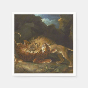 Fight Between a Lion and a Tiger (by James Ward) Napkins