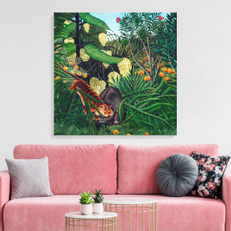 Fight between a Tiger and a Buffalo | H Rousseau | Canvas Print