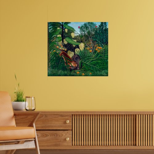 Fight between a Tiger and a Buffalo  H Rousseau  Poster