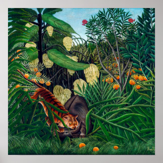 Fight between a Tiger and a Buffalo | H Rousseau | Poster