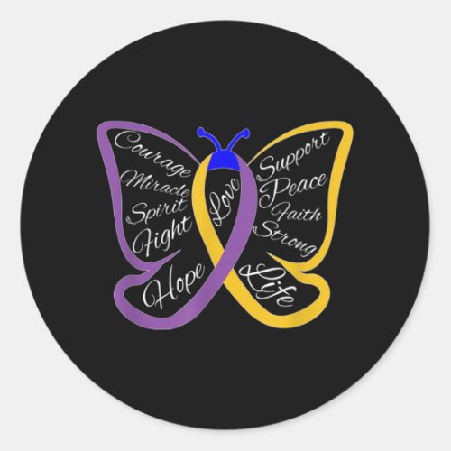 Fight Bladder Cancer Awareness Butterfly Classic Round Sticker