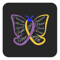Fight Bladder Cancer Awareness Butterfly Square Sticker