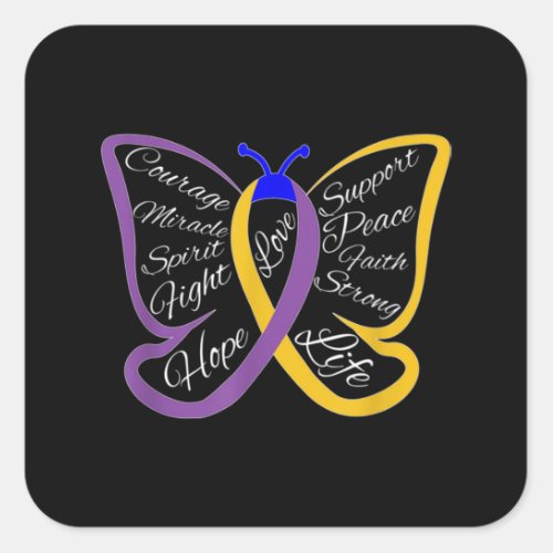 Fight Bladder Cancer Awareness Butterfly Square Sticker