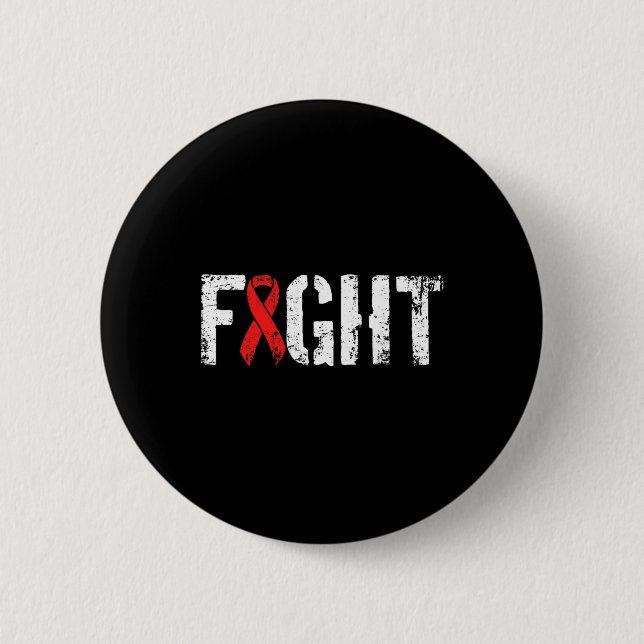 Fight Blood Cancer- Military-Style Red Awareness R Button (Front)