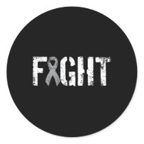 Fight Brain Cancer Gray Tumor Awareness Ribbon Classic Round Sticker