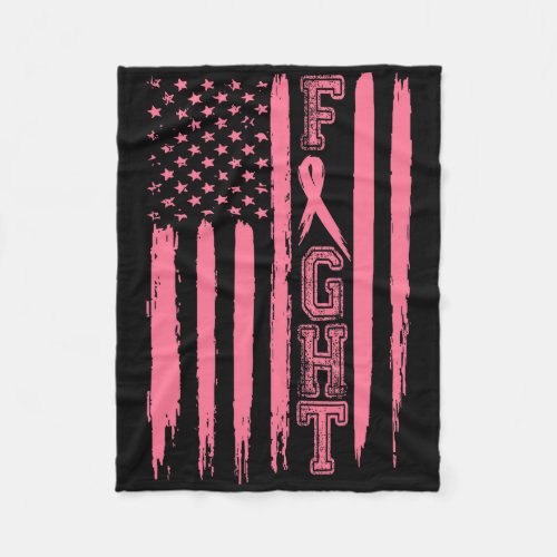 Fight Breast Cancer American Flag Breast Cancer Su Fleece Blanket