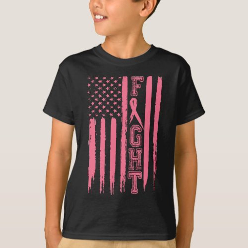Fight Breast Cancer American Flag Breast Cancer Su T-Shirt