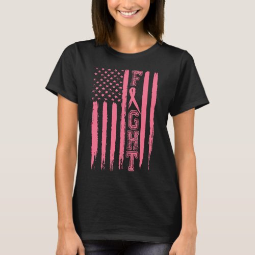 Fight Breast Cancer American Flag Breast Cancer Su T-Shirt