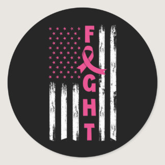 Fight Breast Cancer American US Flag Breast Cancer Classic Round Sticker
