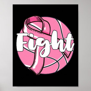 Fight Breast Cancer Awareness Basketball Player Ba Poster