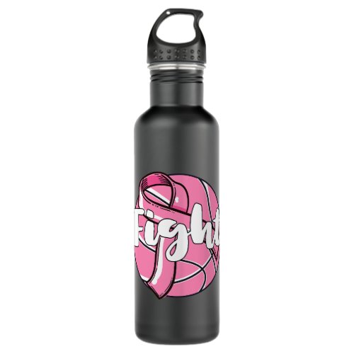 Fight Breast Cancer Awareness Basketball Player Ba Stainless Steel Water Bottle