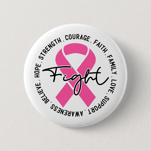 Fight Breast Cancer Awareness Button (Front)