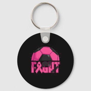Fight Breast Cancer Awareness Day Fighter Pink Rib Keychain