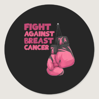 Fight Breast Cancer Awareness Month Boxing Gloves  Classic Round Sticker
