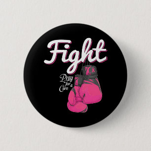 Fight Breast Cancer Awareness Pink Boxing Glove Button