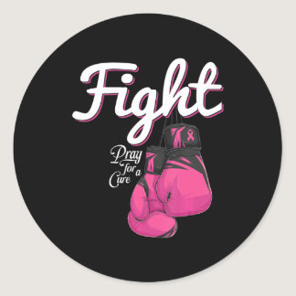 Fight Breast Cancer Awareness Pink Boxing Glove Fi Classic Round Sticker