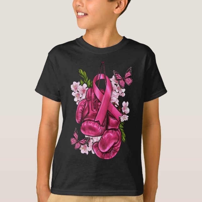 Fight Breast Cancer Awareness Pink Boxing Gloves P T-Shirt (Front)