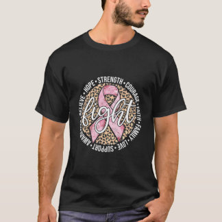 Fight Breast Cancer Awareness Ribbon Leopard T-Shirt