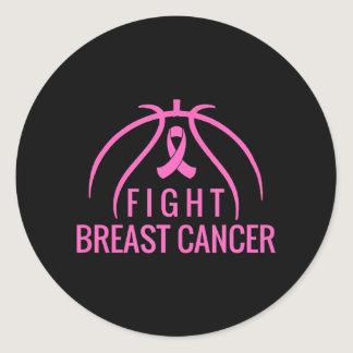 Fight Breast Cancer Basketball Pink Ribbon Classic Round Sticker