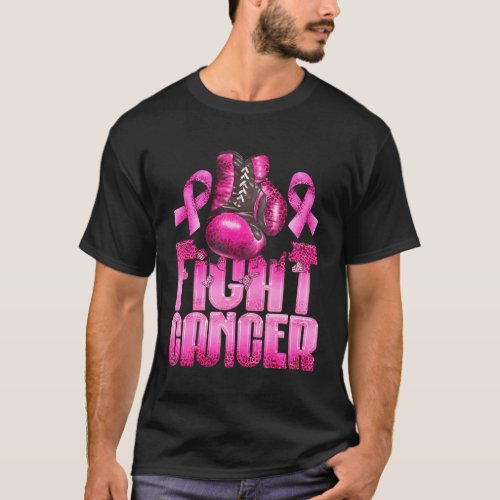 Fight Breast Cancer Boxing Gloves Daisy Pink T_Shirt