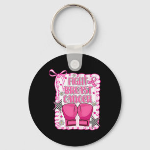 Fight Breast Cancer Boxing Gloves Pink Ribbon Warr Keychain