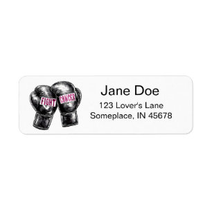 Fight Breast Cancer Boxing Gloves Return Address Label