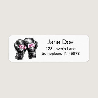 Fight Breast Cancer Boxing Gloves Return Address Label