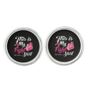 Fight Breast Cancer Pink Ribbon Fighter Boxing Cufflinks
