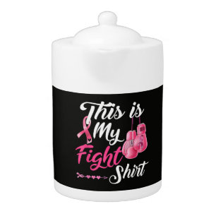 Fight Breast Cancer Pink Ribbon Fighter Boxing Teapot