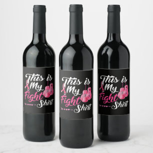 Fight Breast Cancer Pink Ribbon Fighter Boxing Wine Label