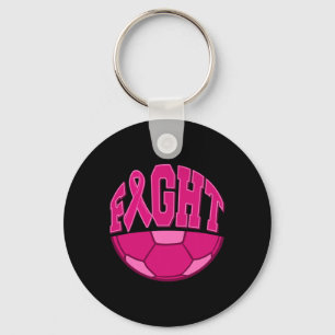Fight Breast Cancer Soccer Ball Pink Ribbon Mammog Keychain