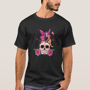 Fight Breast Cancer Sugar Skull Fan T-Shirt